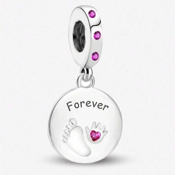 Beautiful S925 Sterling Silver Cute Footprints Charm - Picture 1 of 3